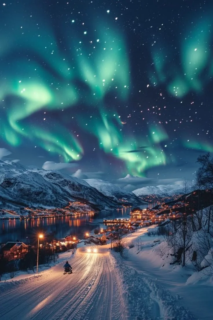 Scenic view of Tromsø, Norway, showcasing its magical Winter Wonderland scenery.