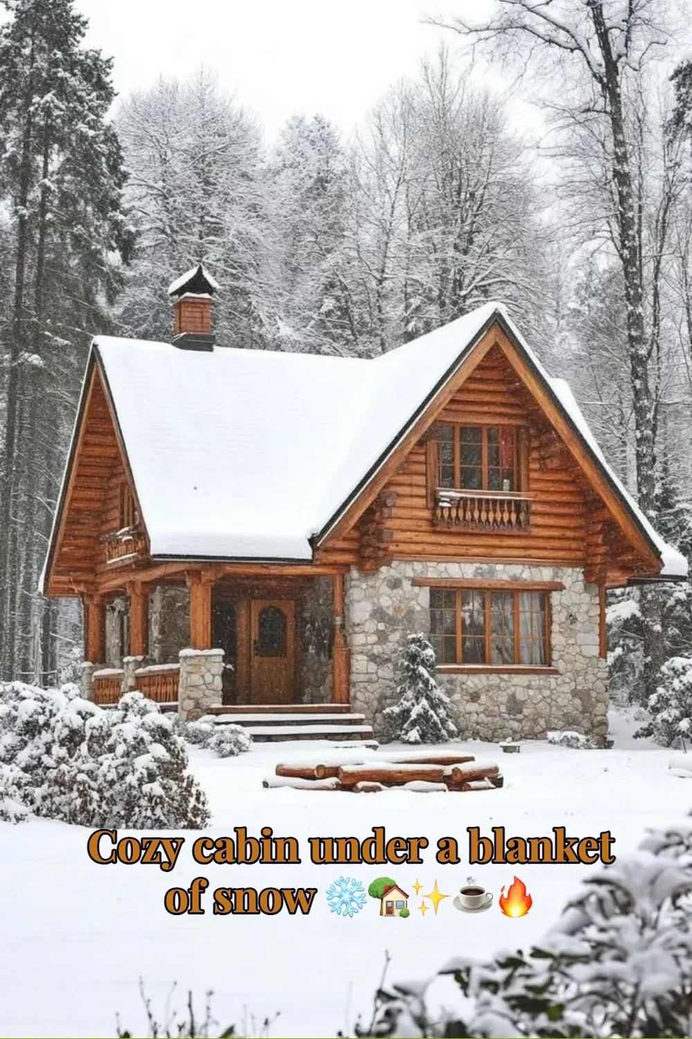 Cozy cabin surrounded by snow, evoking warmth and winter charm.