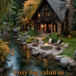 Cozy log cabin nestled in the Alaskan wilderness with scenic views.