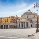 Beautiful view of Naples, Italy with Mount Vesuvius in the background.