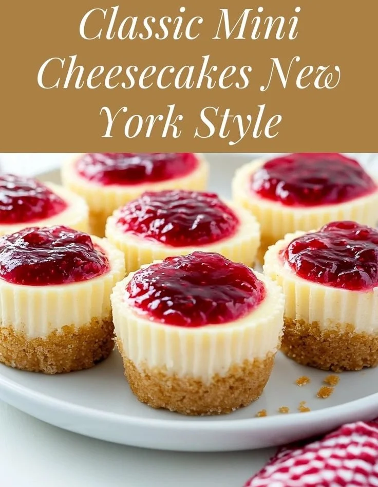 Delicious New York style mini cheesecakes on a dessert platter