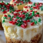 Delicious mini Christmas cheesecakes topped with festive decorations