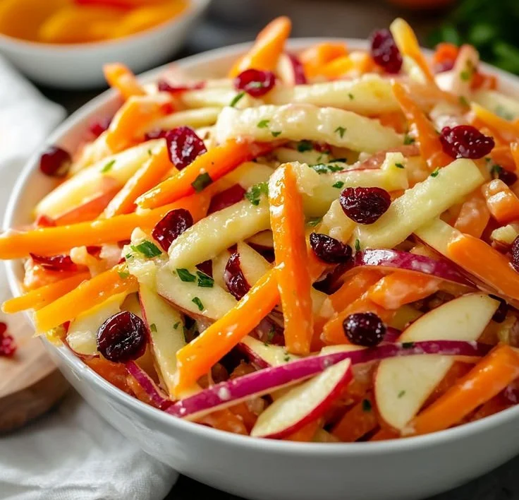 Refreshing Apple Cranberry Carrot Salad with vibrant colors and healthy ingredients