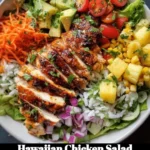 Delicious Hawaiian Chicken Salad with tropical fruits and grilled chicken