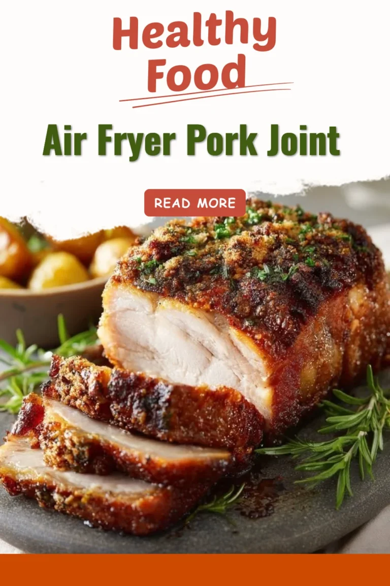 Crispy Air Fryer Pork Joint served with roasted vegetables