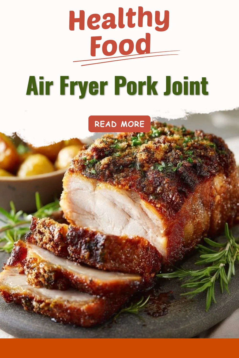 Crispy Air Fryer Pork Joint served with roasted vegetables