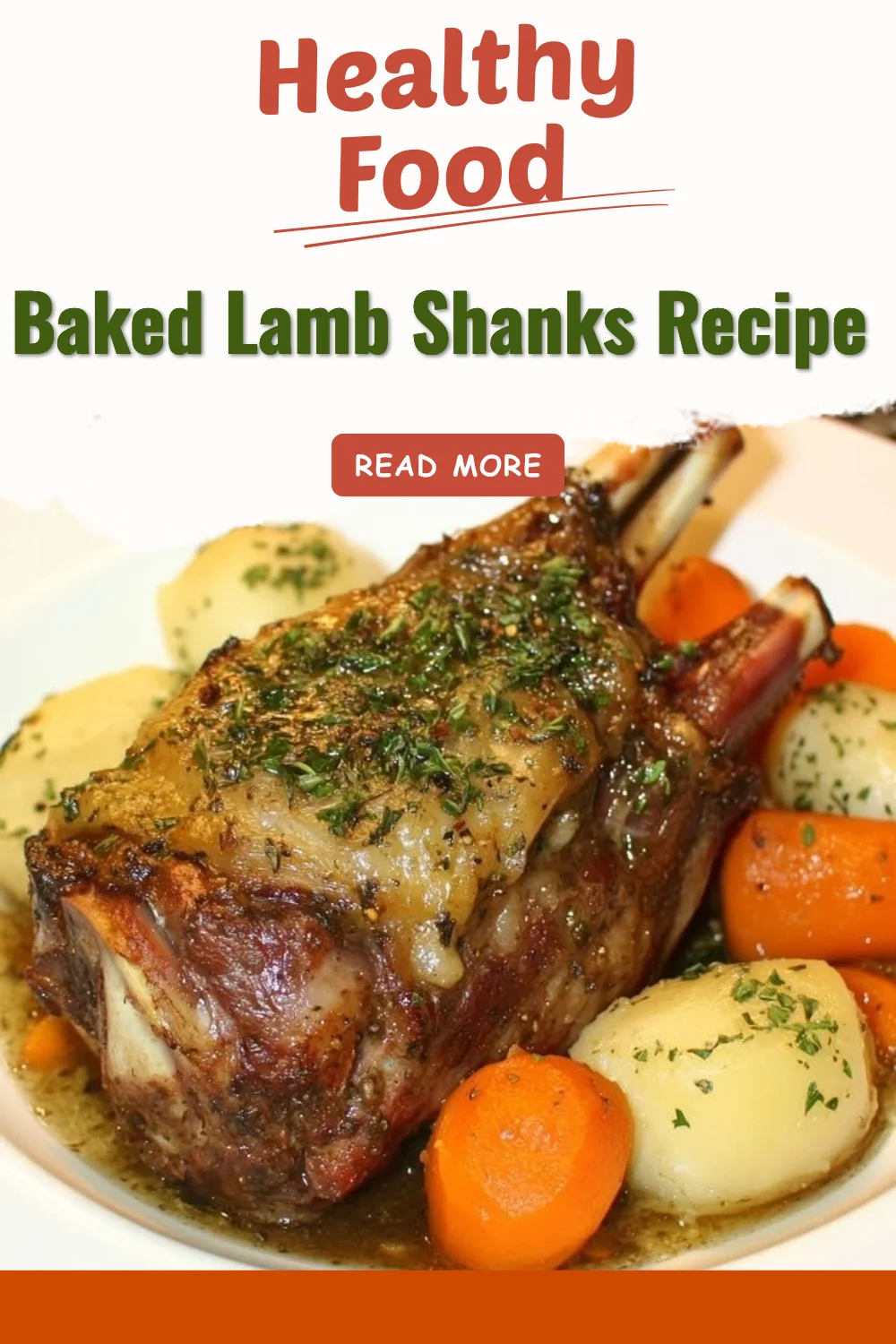 Delicious baked lamb shanks served with herbs and vegetables