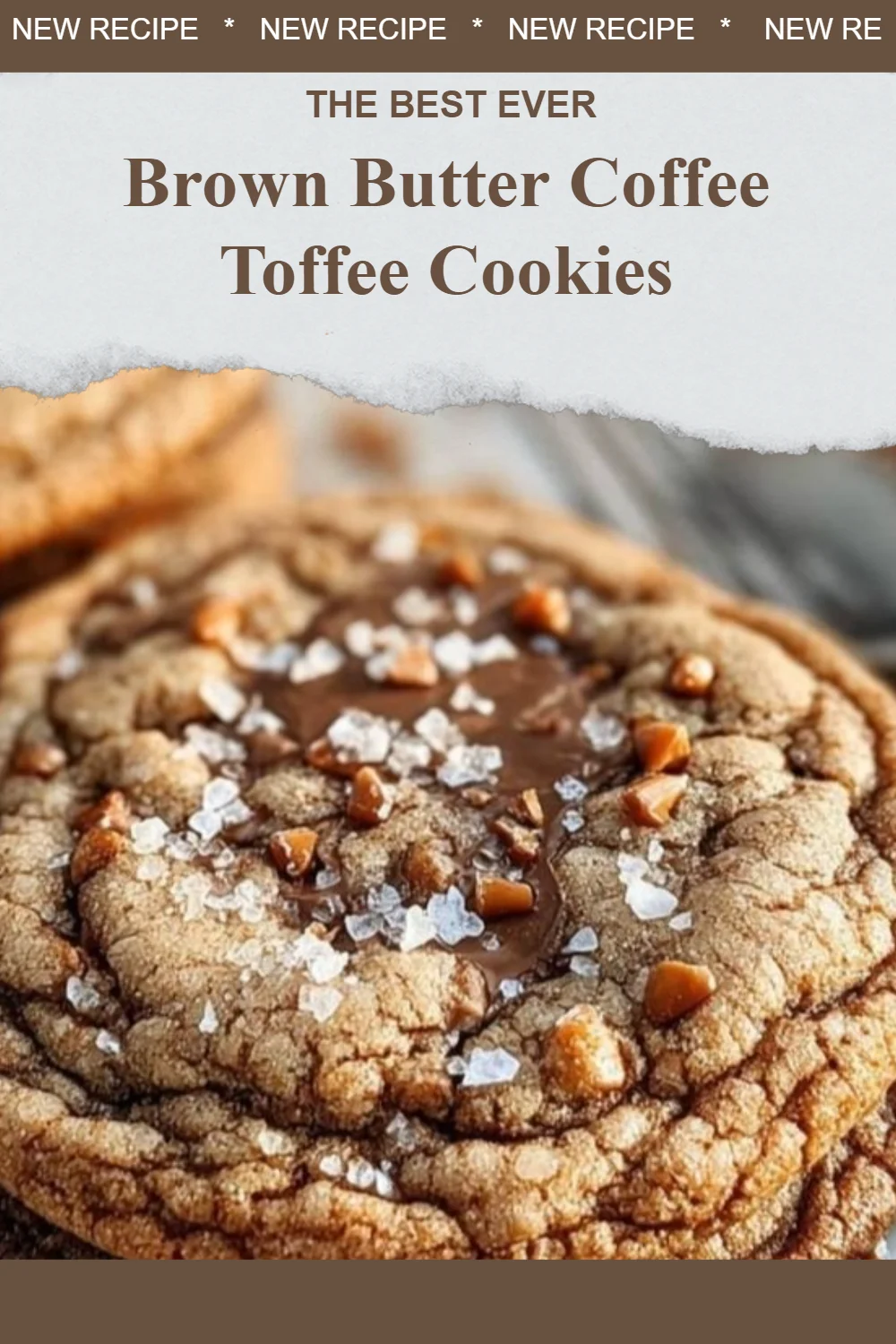 Delicious brown butter coffee toffee cookies on a baking tray