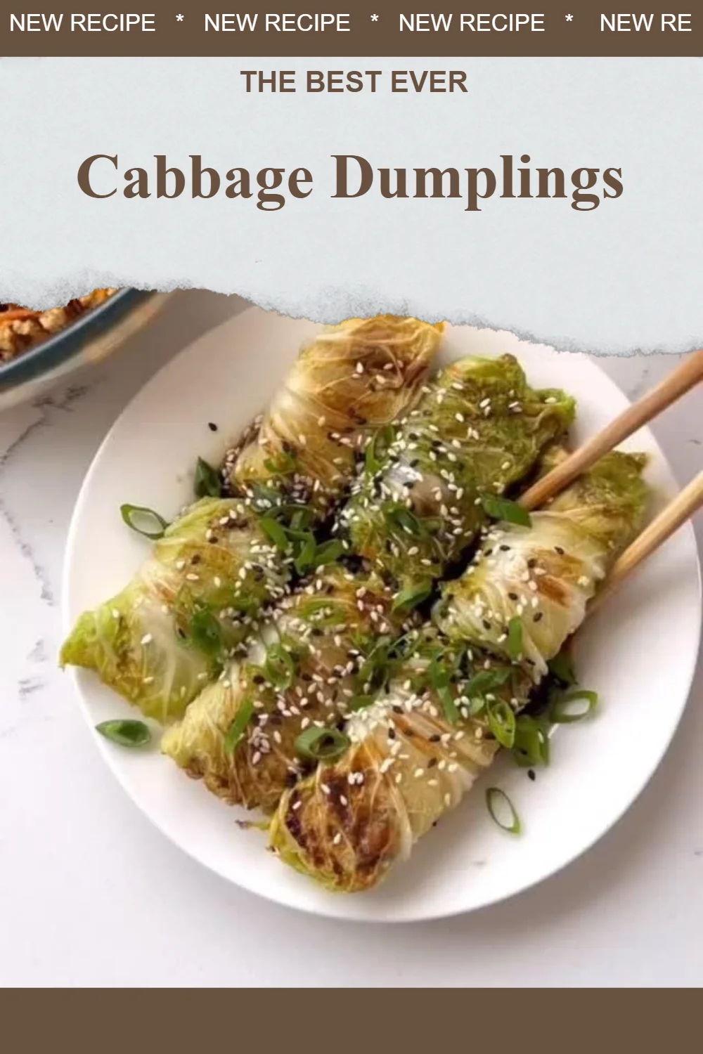 Homemade cabbage dumplings served with a dipping sauce