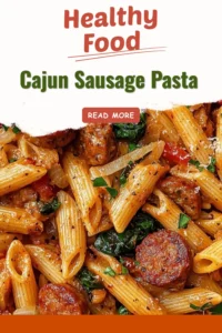 Delicious bowl of Cajun Sausage Pasta garnished with parsley