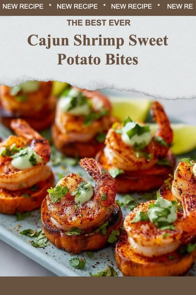 Cajun shrimp sweet potato bites served on a platter