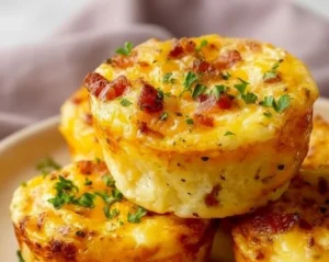 Cheesy muffin tin cottage cheese egg bites ready to enjoy for a healthy breakfast