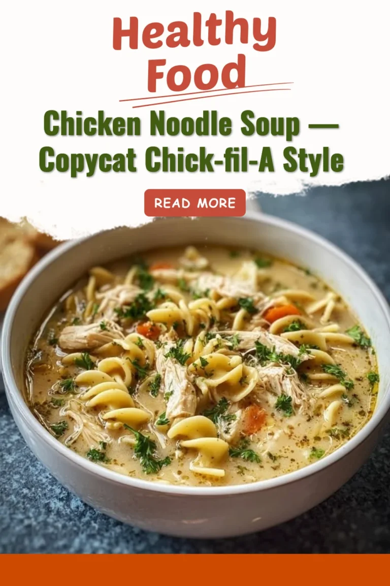 Bowl of Chicken Noodle Soup inspired by Chick-fil-A style recipe