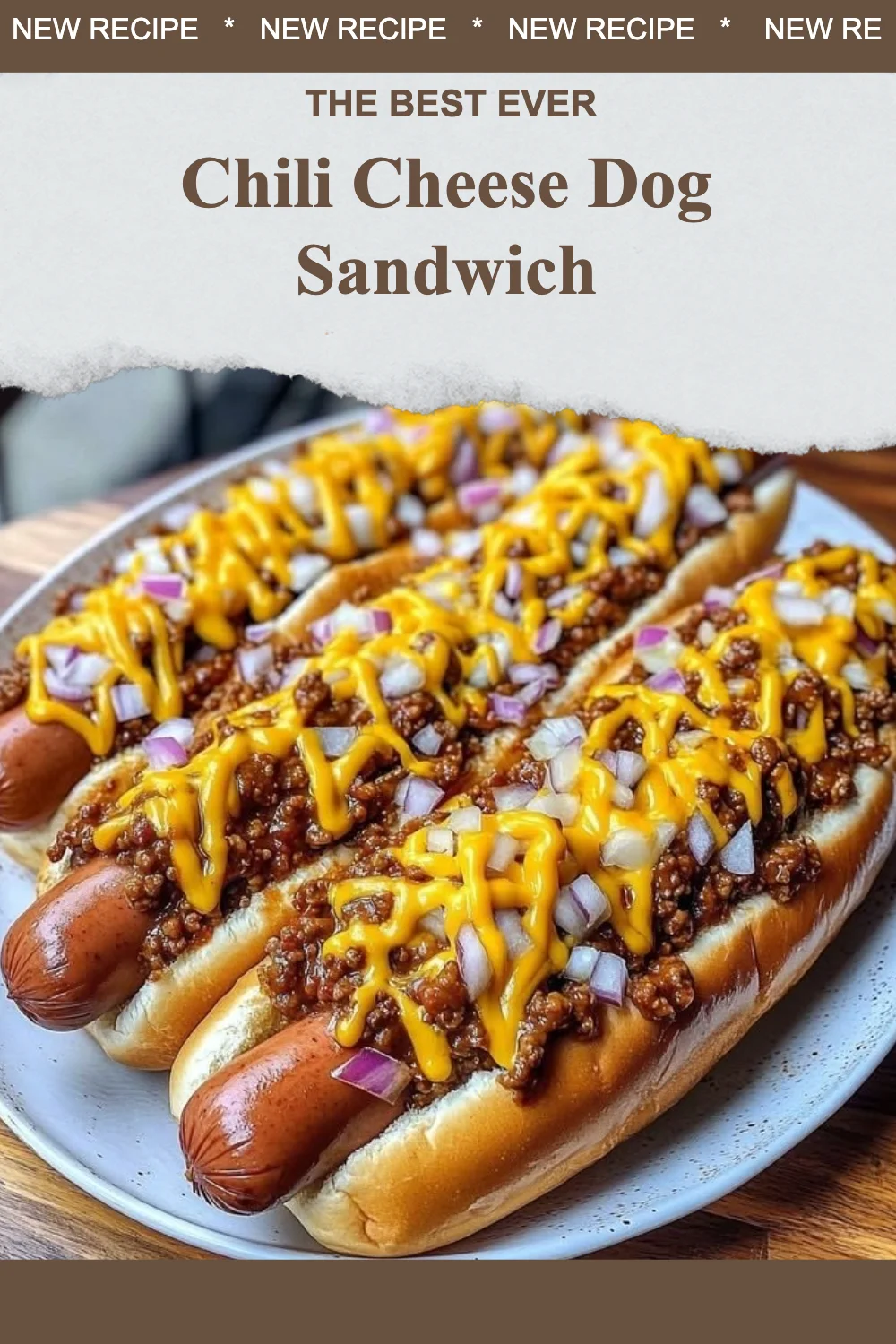 Delicious Chili Cheese Dog Sandwich with chili and melted cheese