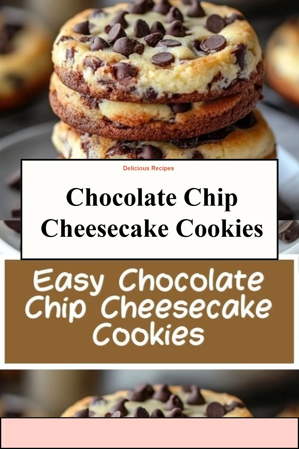 Chocolate chip cheesecake cookies on a baking sheet, delicious dessert