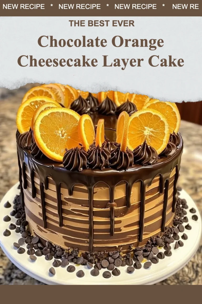 Decadent Chocolate Orange Cheesecake Layer Cake with rich chocolate and orange flavor