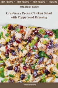 Cranberry Pecan Chicken Salad served with Poppy Seed Dressing in a bowl