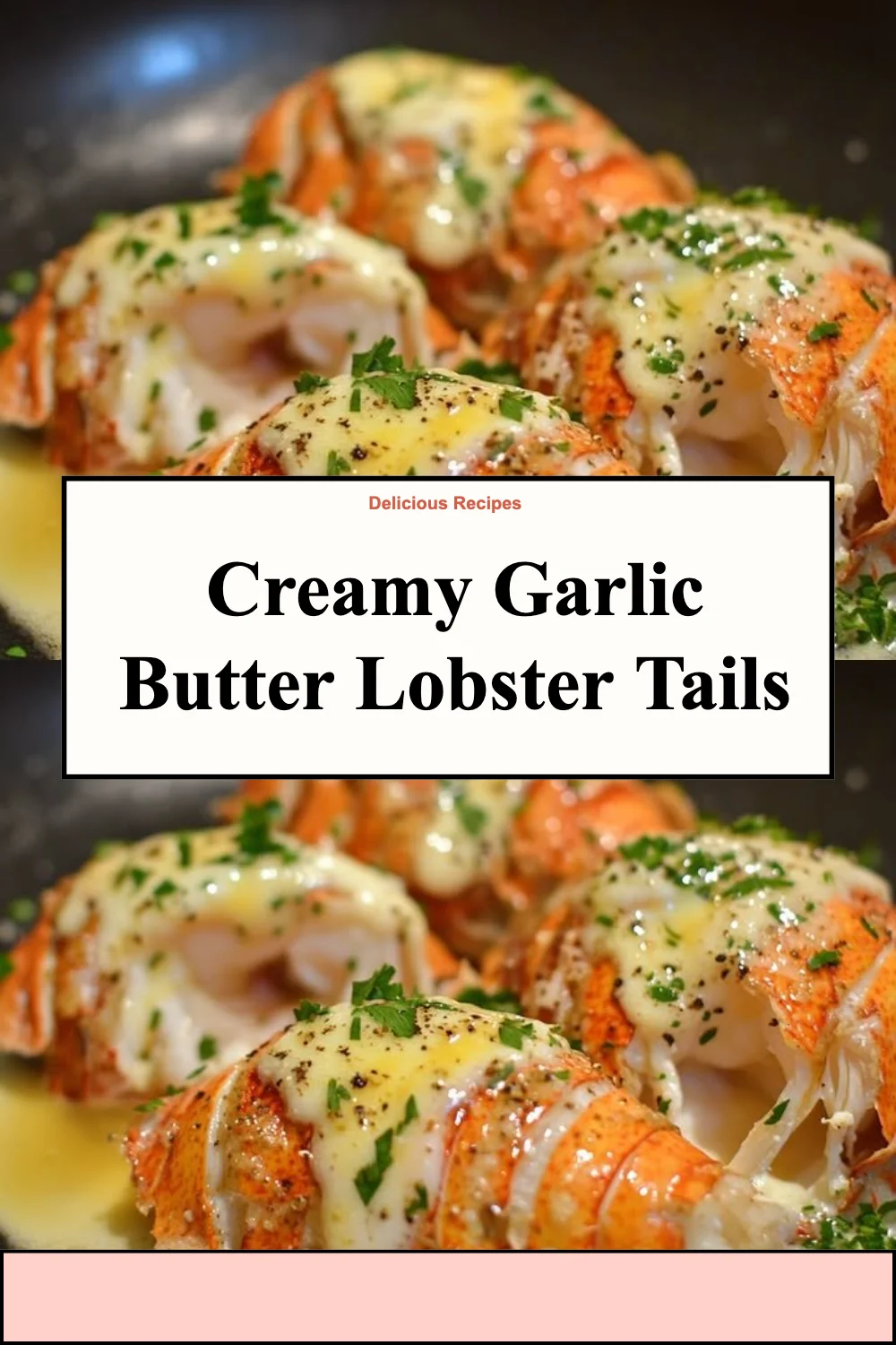 Delicious creamy garlic butter lobster tails served on a plate