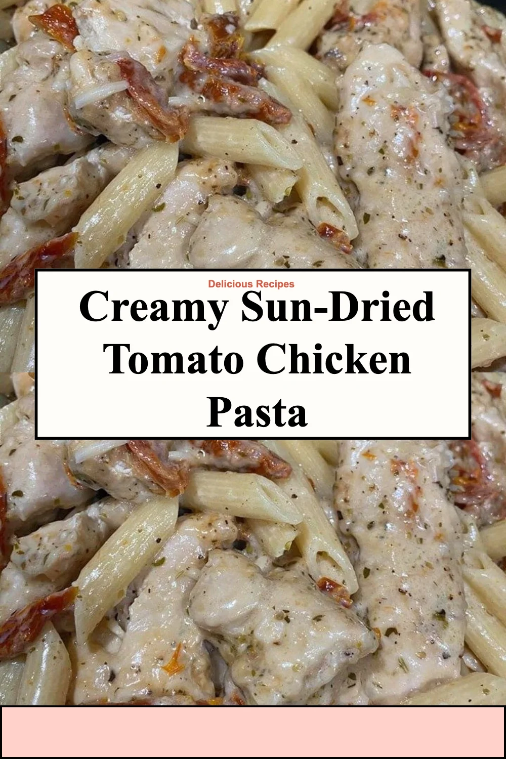 Delicious creamy sun-dried tomato chicken pasta served on a plate