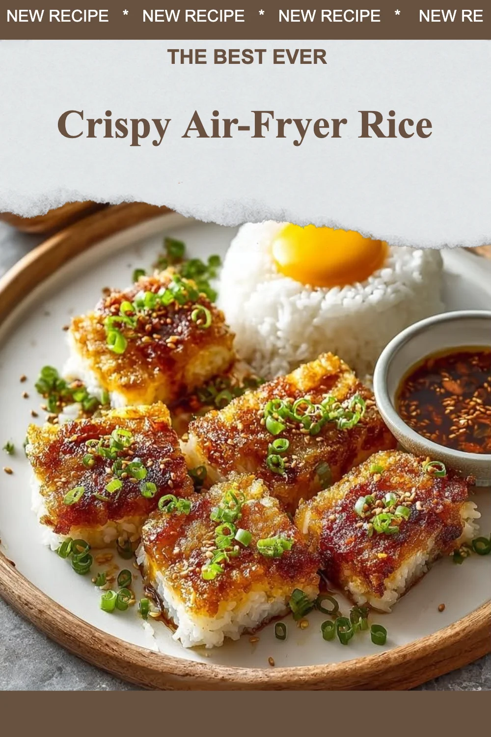 Crispy air-fryer rice served in a bowl with seasonings.