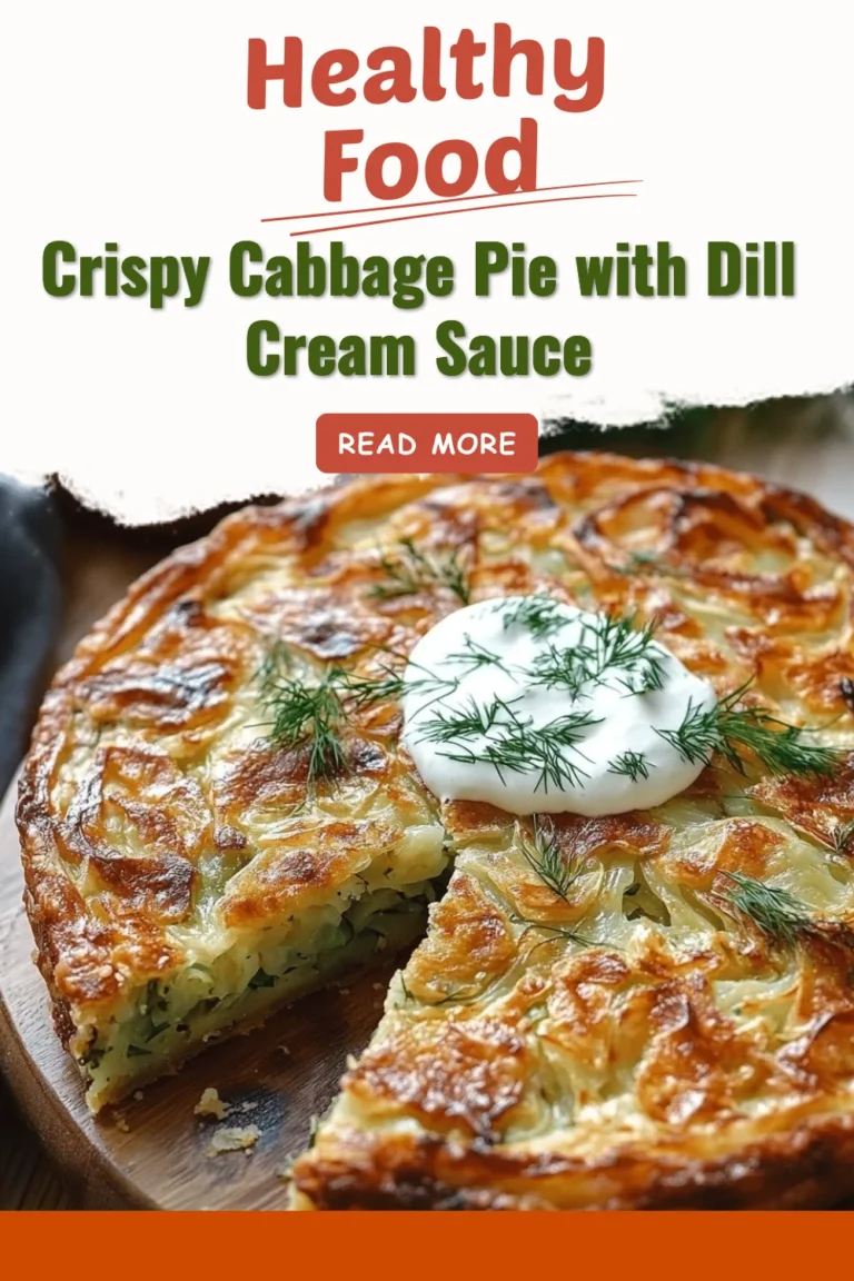 Crispy Cabbage Pie served with Dill Cream Sauce on a plate