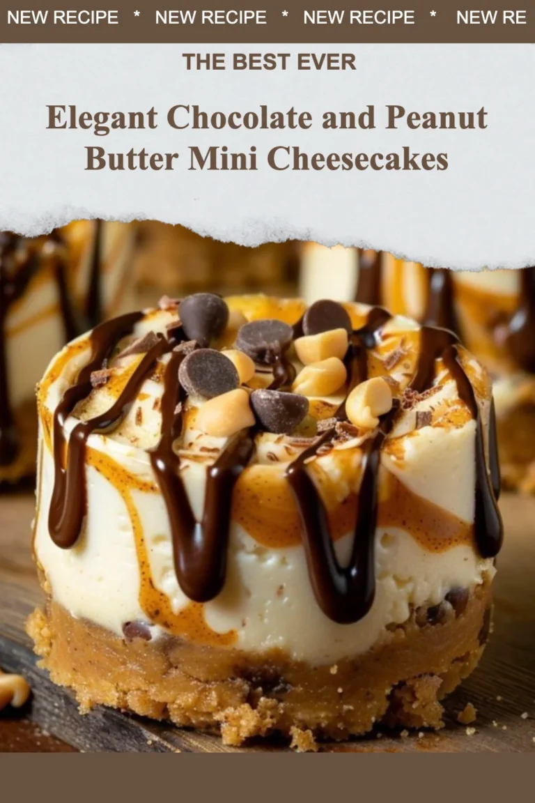 Elegant chocolate and peanut butter mini cheesecakes served on a platter