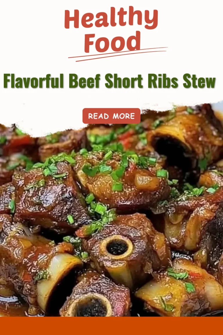 A steaming bowl of flavorful beef short ribs stew garnished with herbs.