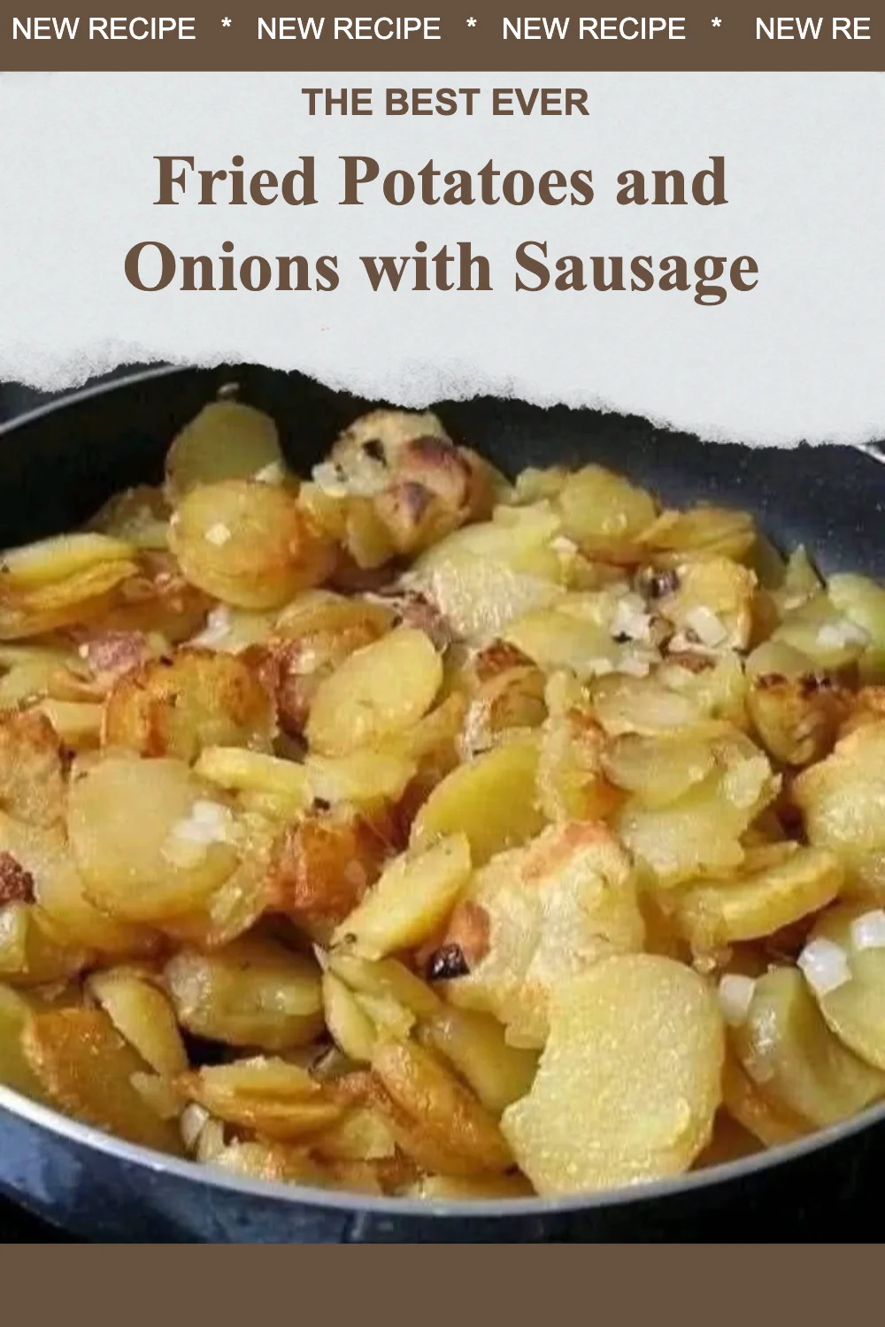 Fried Potatoes and Onions with Sausage served on a plate