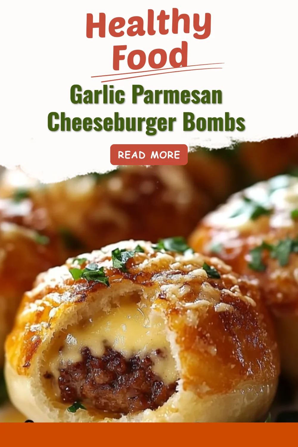 Delicious Garlic Parmesan Cheeseburger Bombs ready to serve