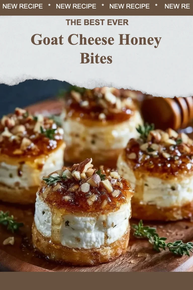 Goat cheese honey bites garnished with nuts and served on a plate.