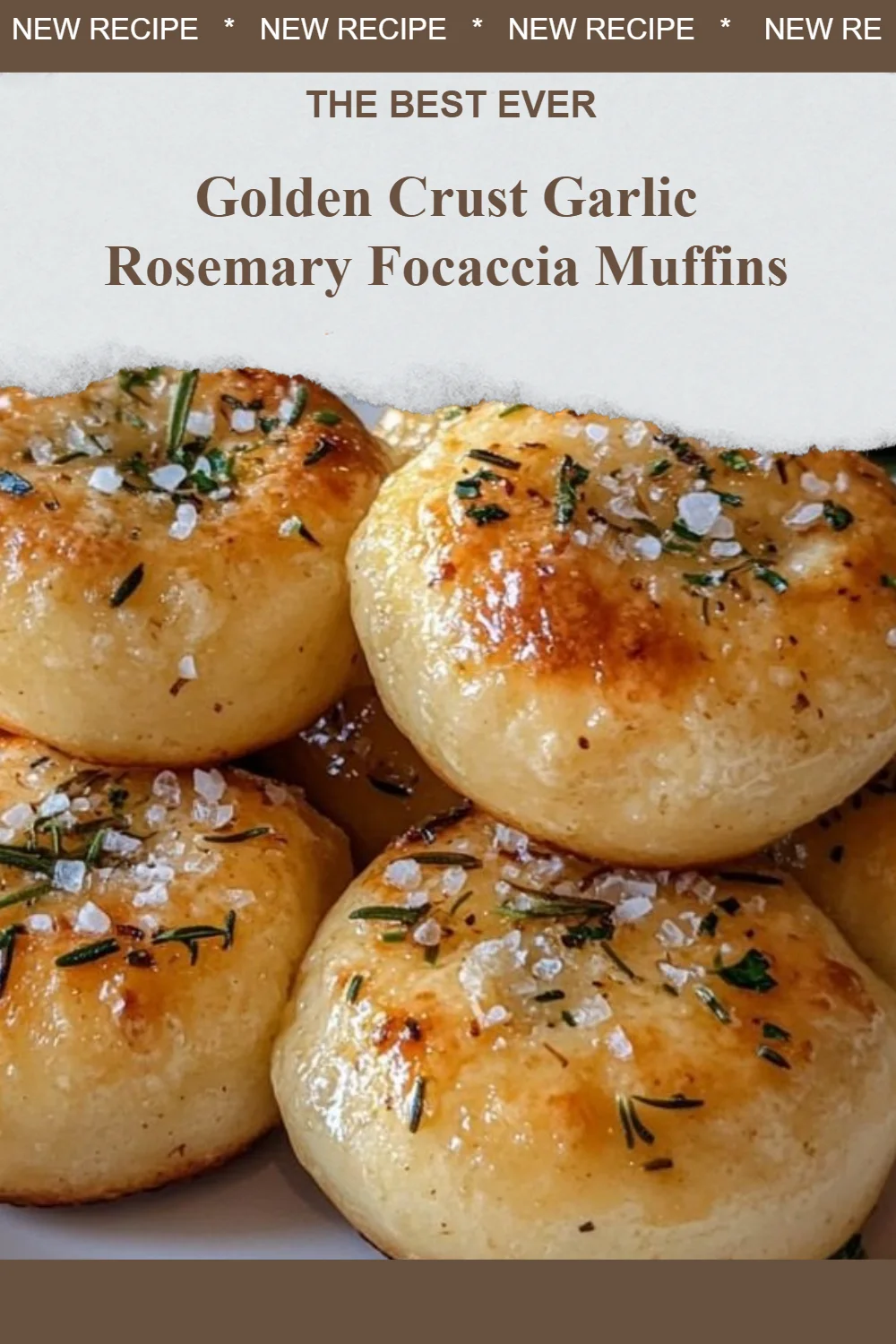 Golden crust garlic rosemary focaccia muffins fresh out of the oven