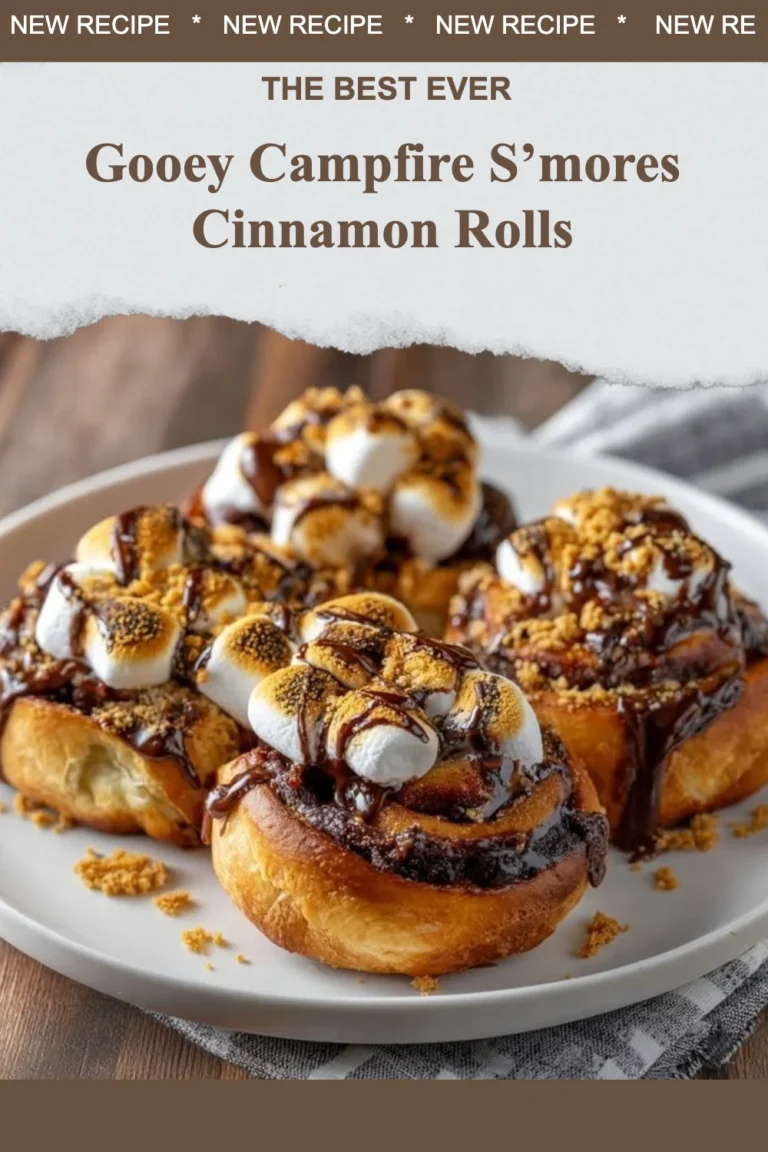 Delicious gooey campfire s'mores cinnamon rolls with marshmallows and chocolate