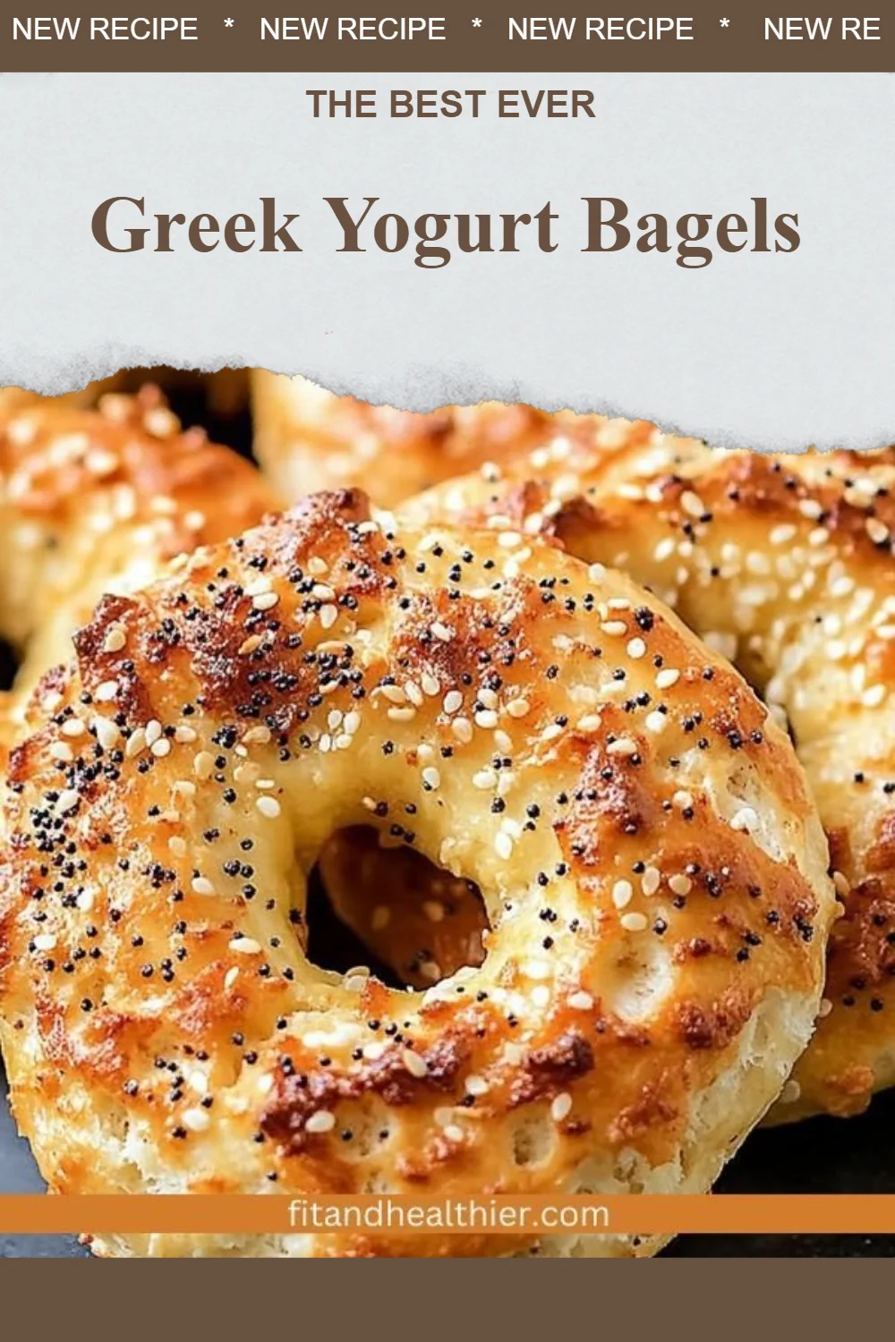 Freshly baked Greek Yogurt Bagels on a wooden board