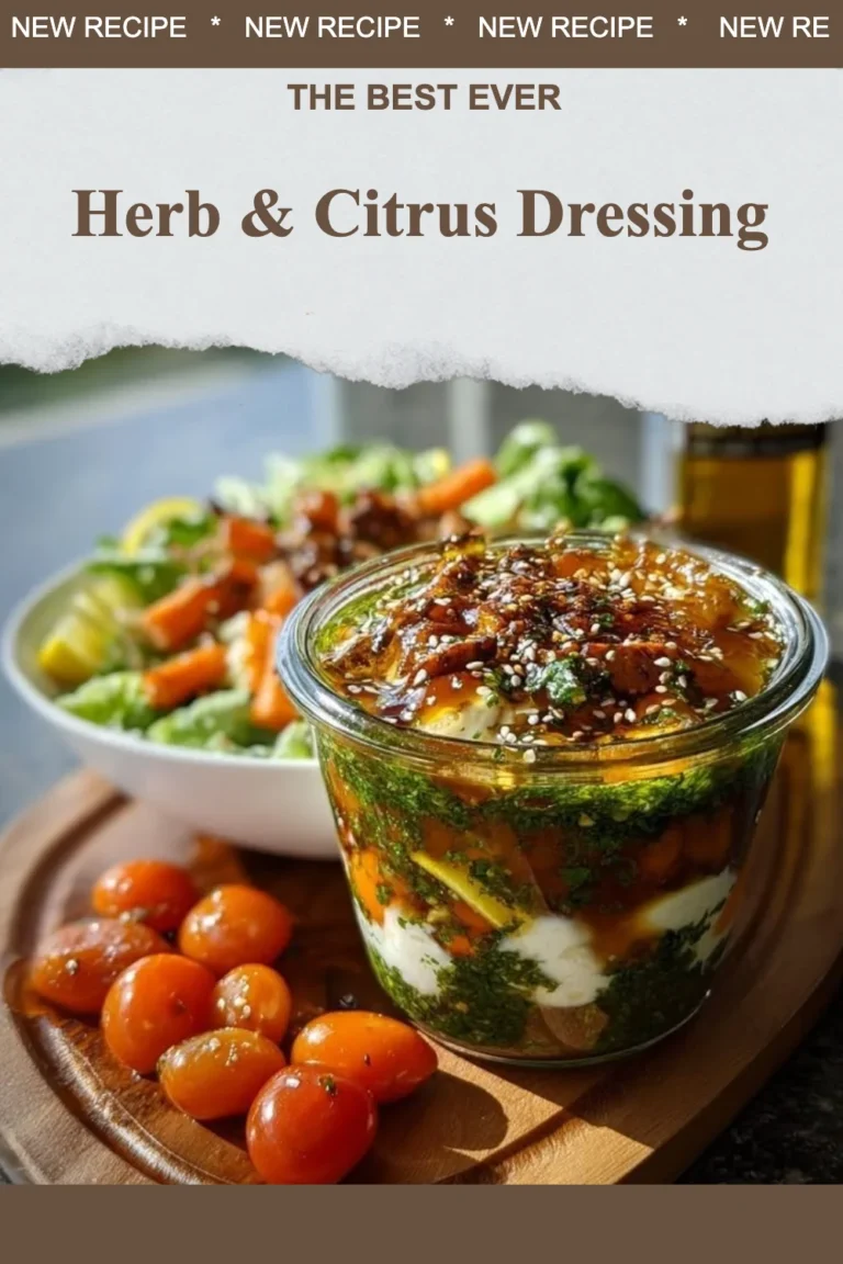 Herb Citrus Dressing drizzled over fresh salad ingredients