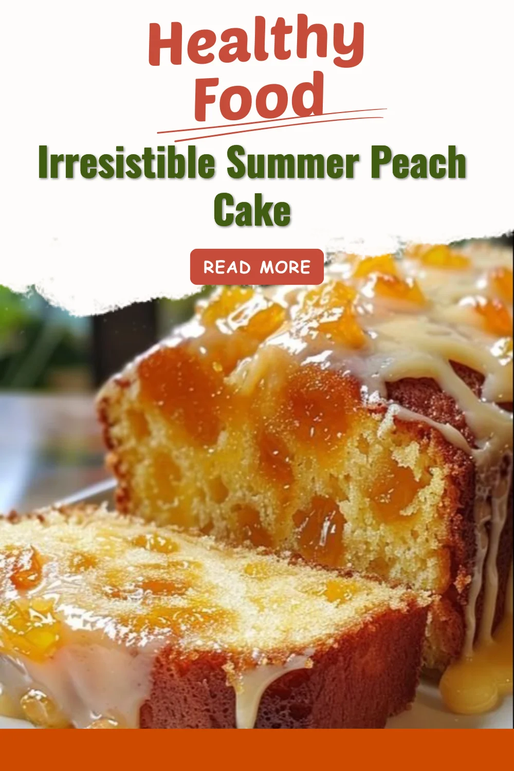 Irresistible summer peach cake topped with fresh peaches and whipped cream