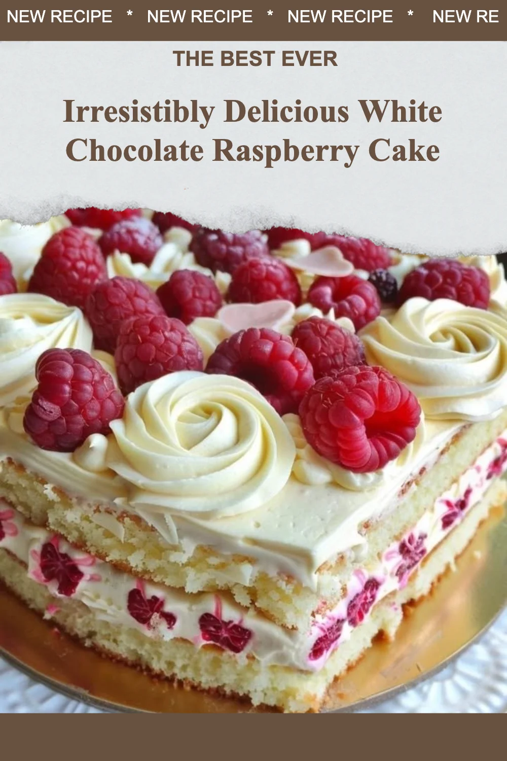 Irresistibly delicious white chocolate raspberry cake with fresh raspberries and creamy frosting