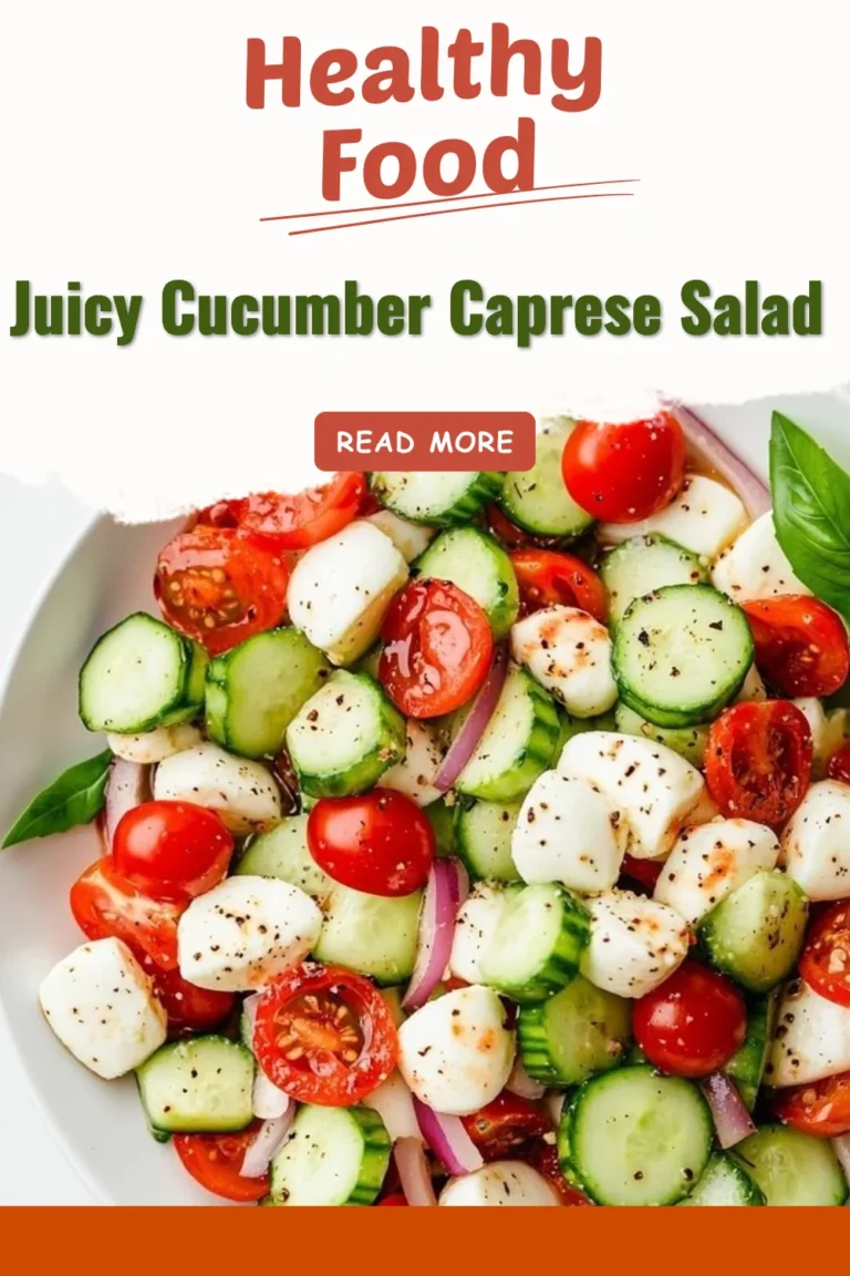 Juicy Cucumber Caprese Salad with cucumbers, mozzarella, and basil