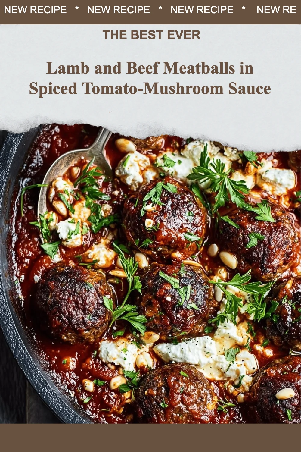 Lamb and beef meatballs served in a spiced tomato-mushroom sauce
