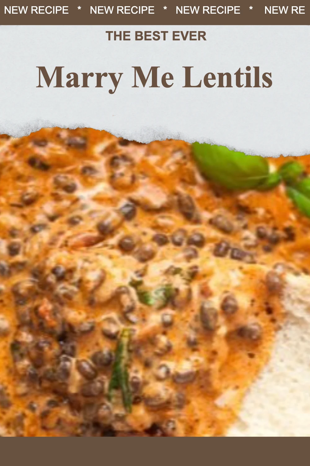 Bowl of Marry Me Lentils garnished and ready to serve