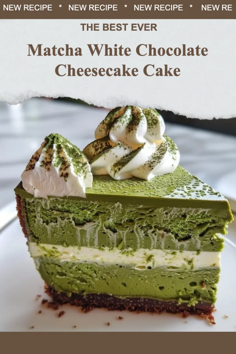 Matcha white chocolate cheesecake cake on a plate