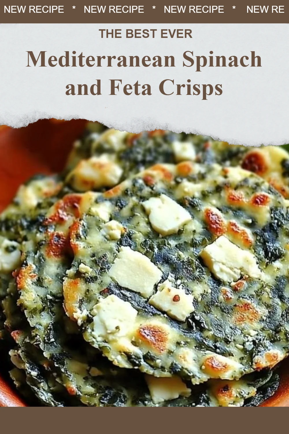 Mediterranean Spinach and Feta Crisps served on a plate