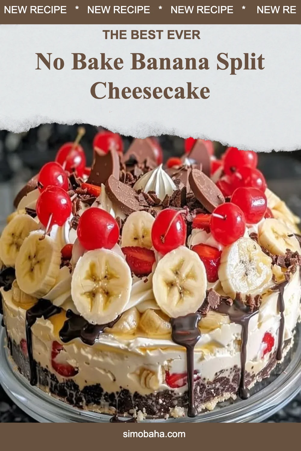 No Bake Banana Split Cheesecake
