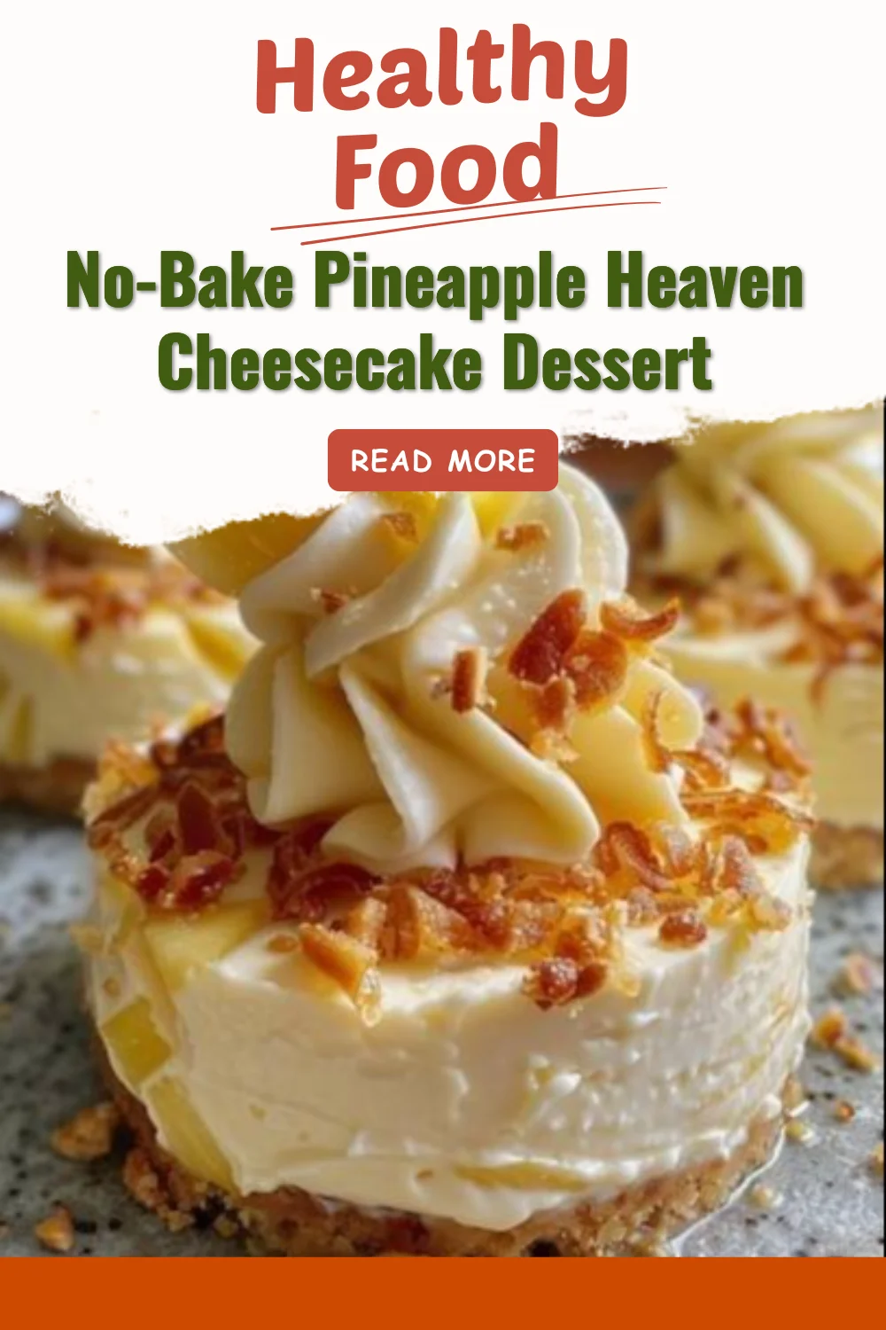 Delicious no-bake pineapple cheesecake dessert with a creamy topping
