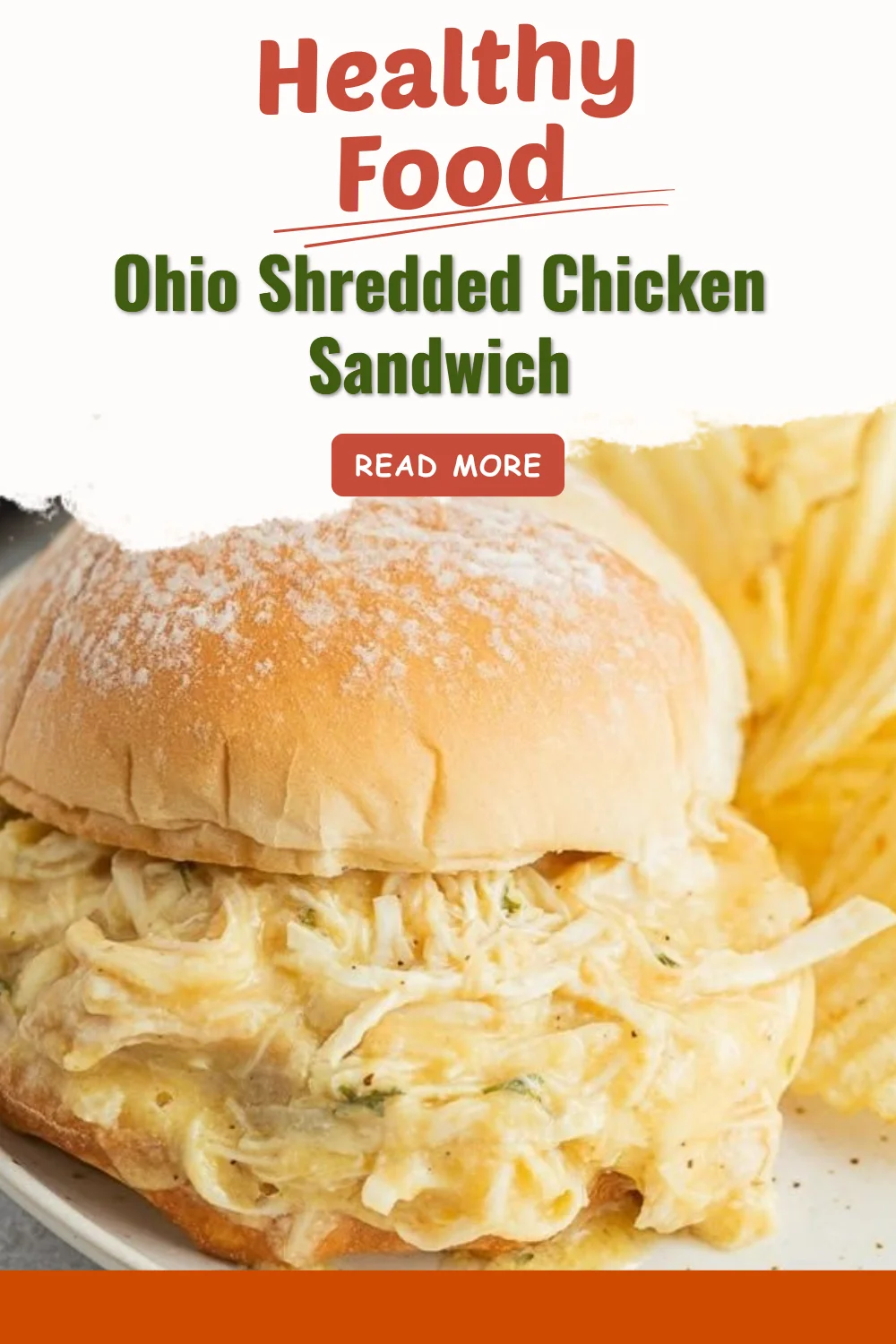 Ohio shredded chicken sandwich with tender meat and tasty toppings.