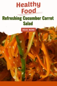 Bowl of refreshing cucumber carrot salad with fresh herbs and dressing