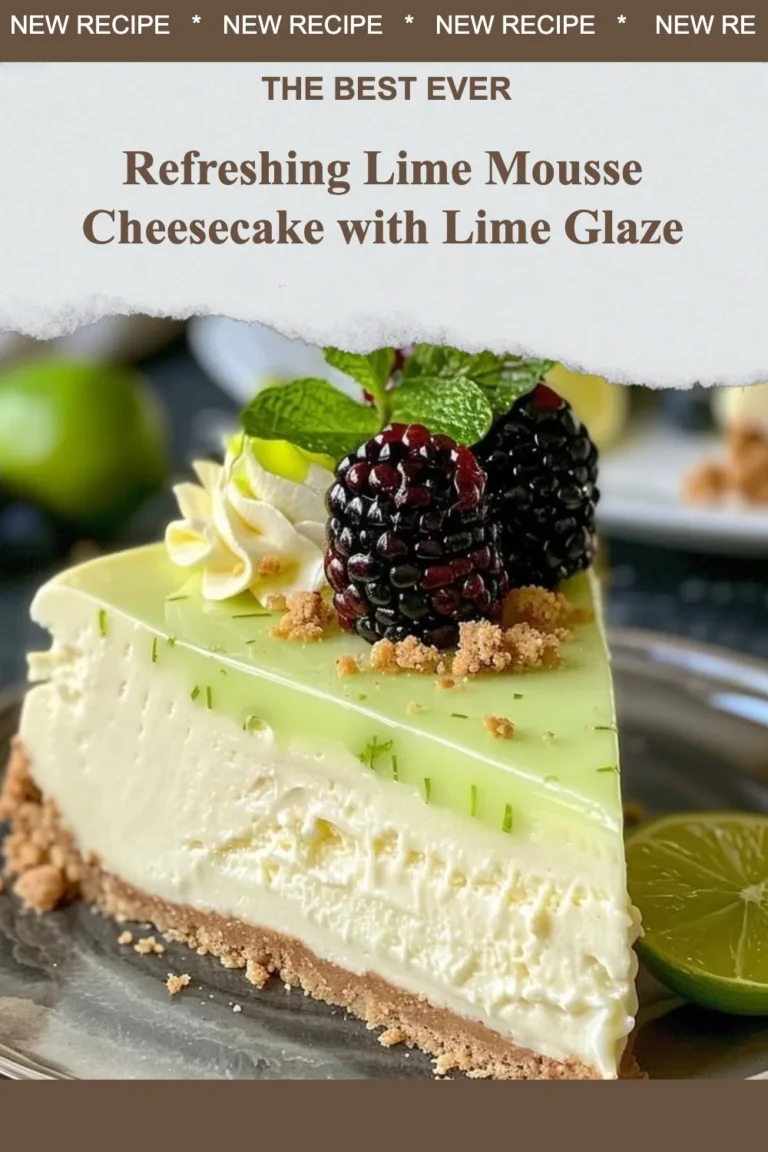 Refreshing lime mousse cheesecake topped with a vibrant lime glaze.