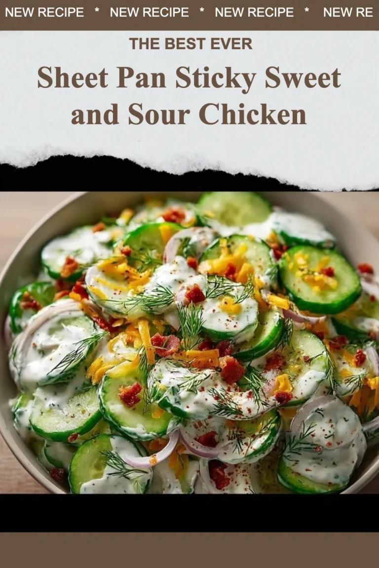 Delicious sheet pan sticky sweet and sour chicken served with colorful veggies