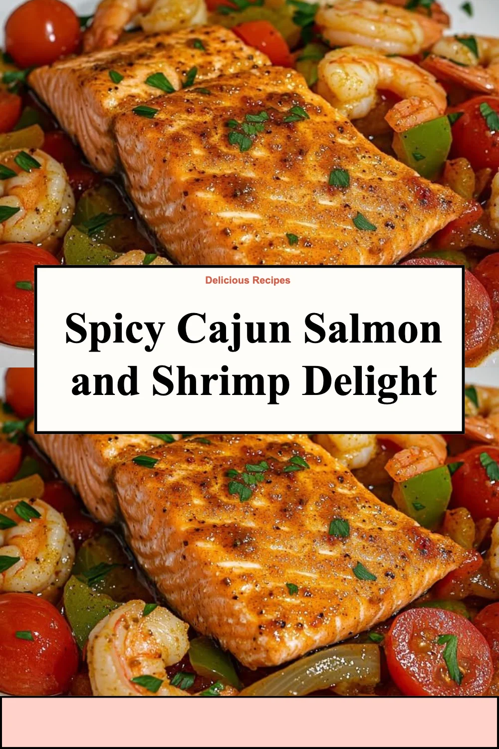 Delicious Spicy Cajun Salmon and Shrimp served on a plate.