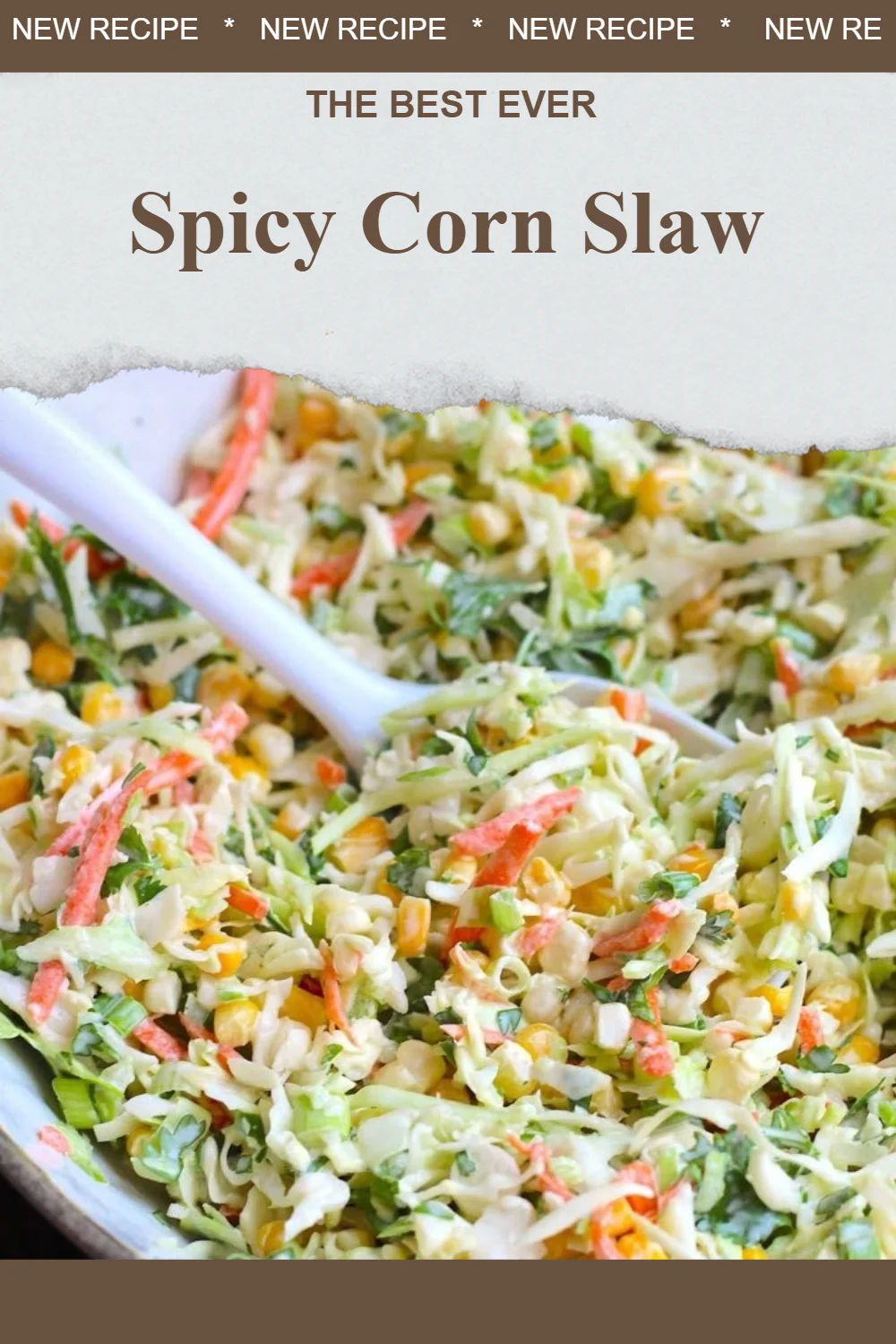 Bowl of spicy corn slaw with colorful vegetables and spices