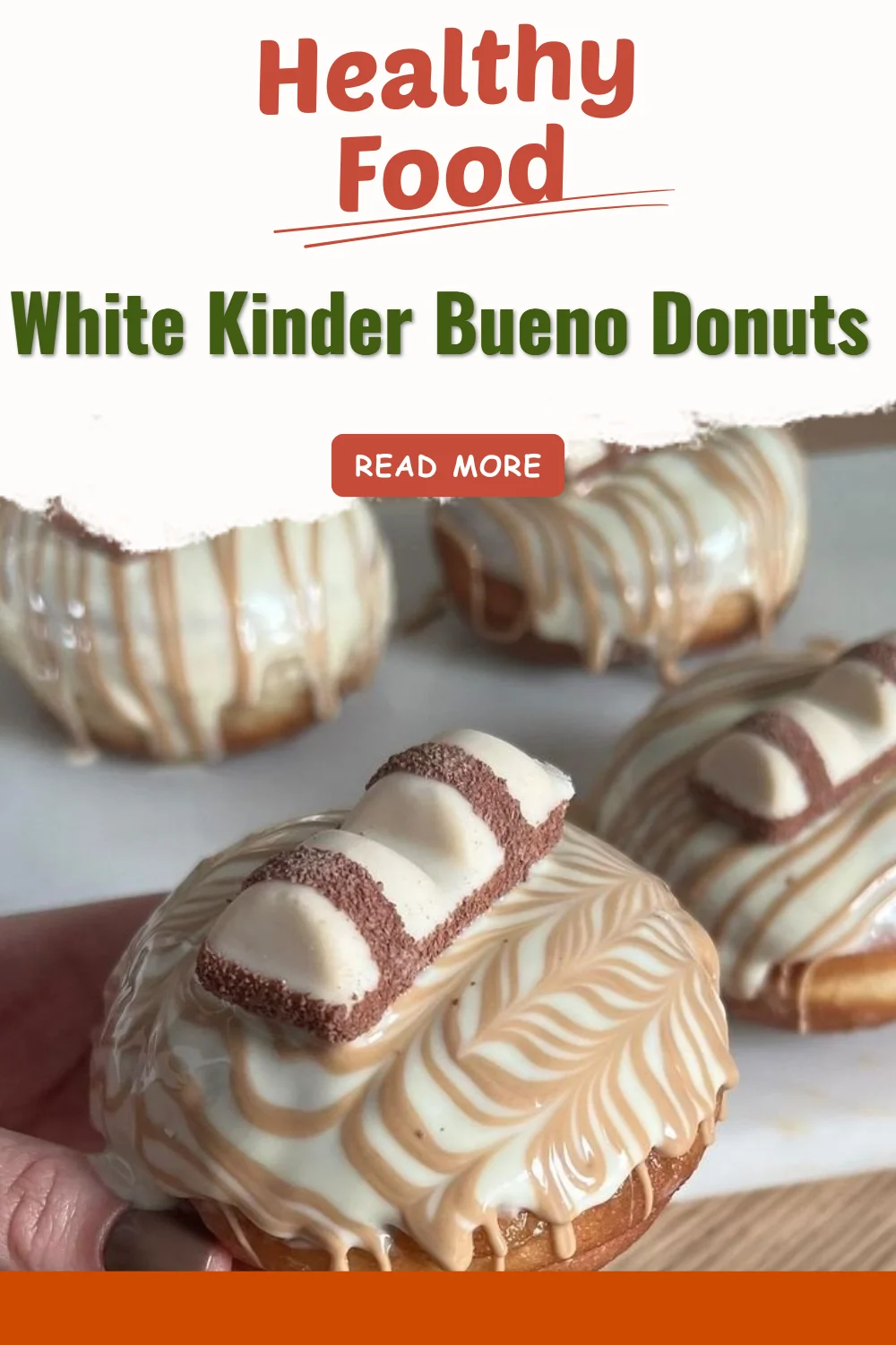 Delicious White Kinder Bueno Donuts with creamy filling and chocolate glaze